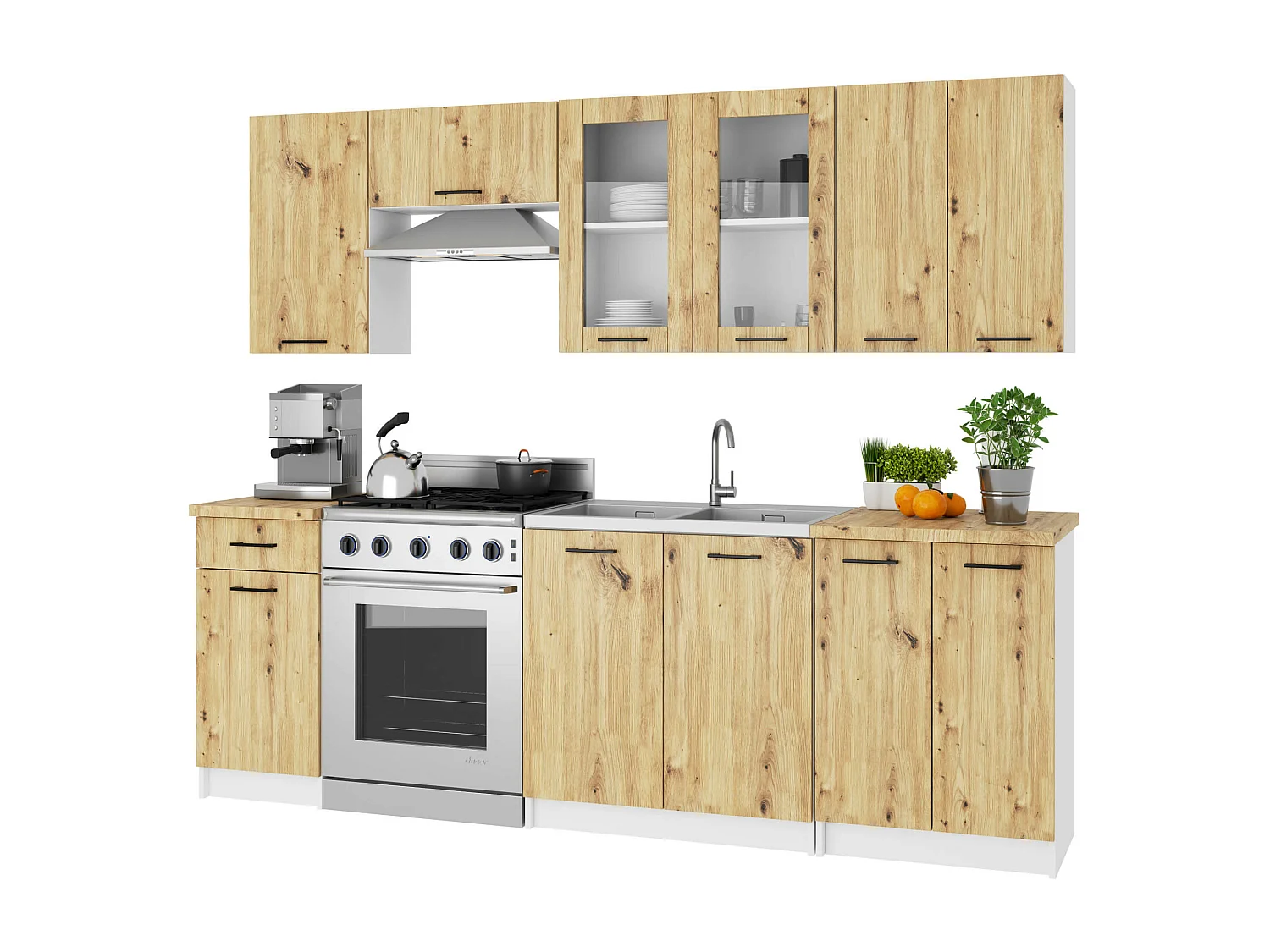 Oliwia Hangende Vitrinekast W80 H72cm Wit/Douglas Artisan Lamineren