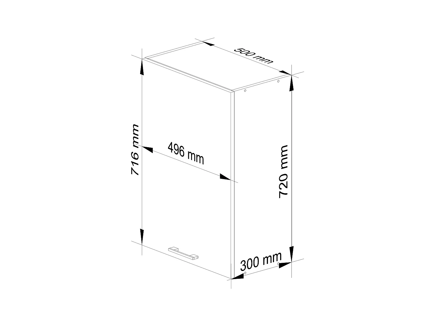 Keukenkast modulaire OLIWIA W50 met 1 Deur / Hangkast / Bovenkast / AKORD Furniture Factory / Wit – Beton Grijs / 50 x 72 x 30 cm