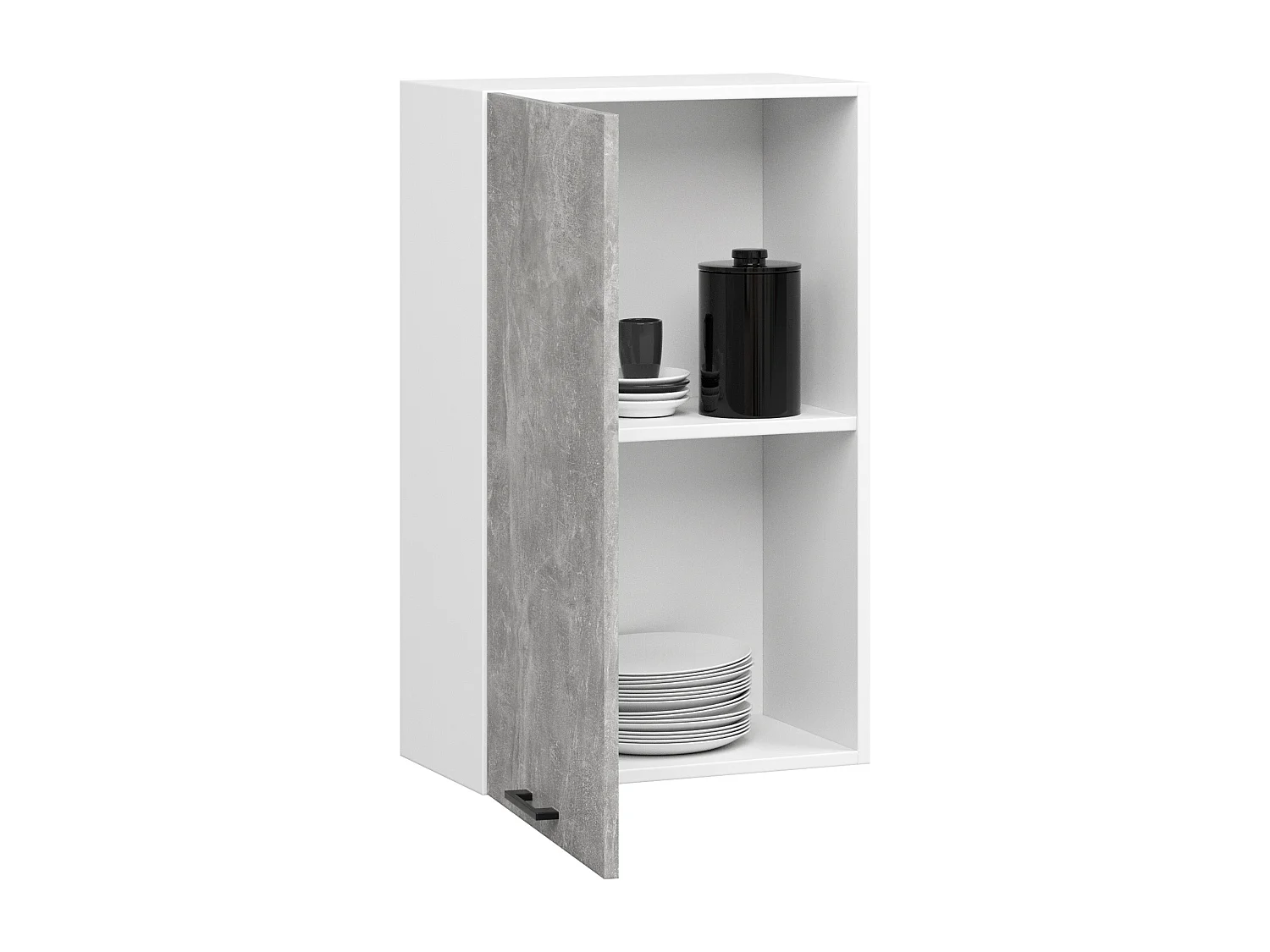 Meuble de cuisine haut AKORD W50 H720 Blanche, façade Gris 1 porte, 2 étagères 72x50x30 cm