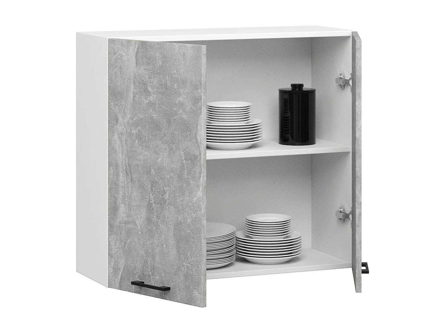 Keukenkast modulaire OLIWIA W80 H720 met 2 Deuren / Hangkast / Bovenkast / AKORD Furniture Factory / Wit – Beton Grijs / 80 x 72 x 30 cm