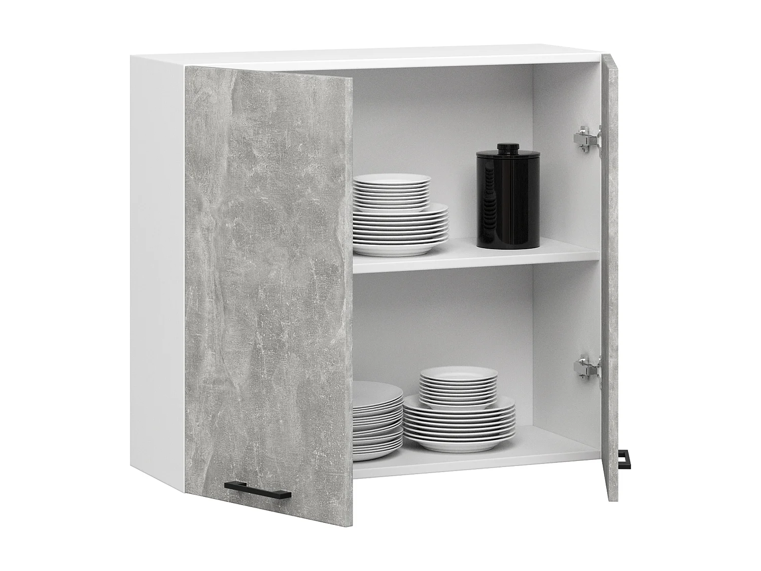 Meuble de cuisine haut AKORD W80 H720 Blanche, façade Gris 2 portes, 2 étagères 72x80x30 cm