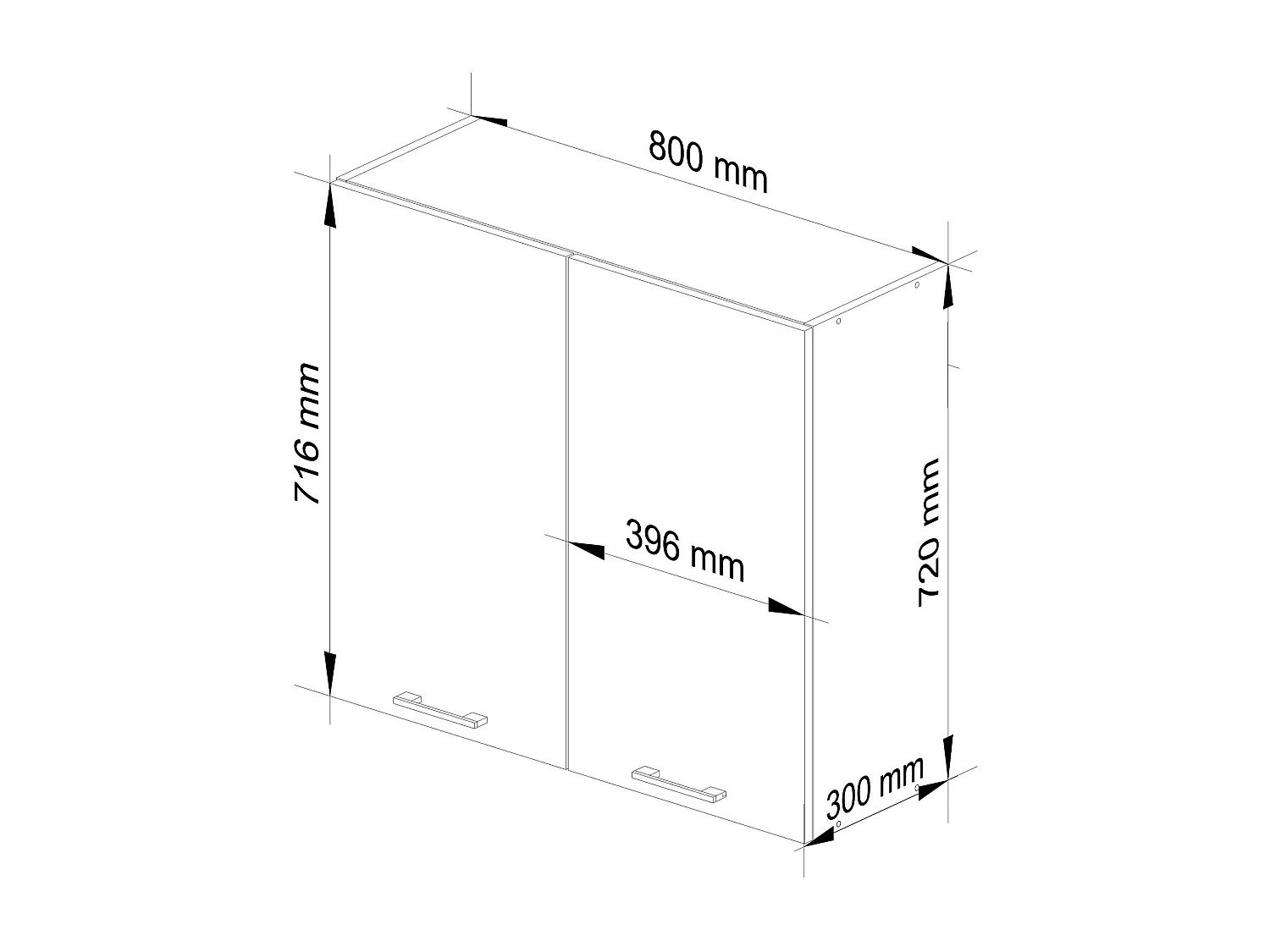Meuble de cuisine haut AKORD W80 H720 Blanche, façade Gris 2 portes, 2 étagères 72x80x30 cm