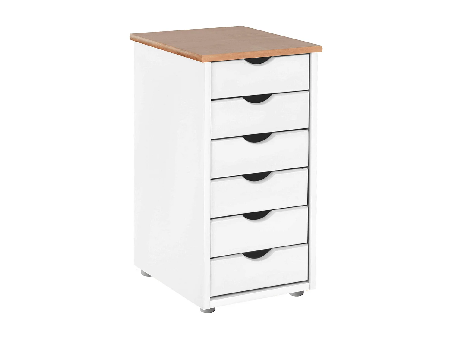 Comò con 6 cassetti in pino bianco e natura