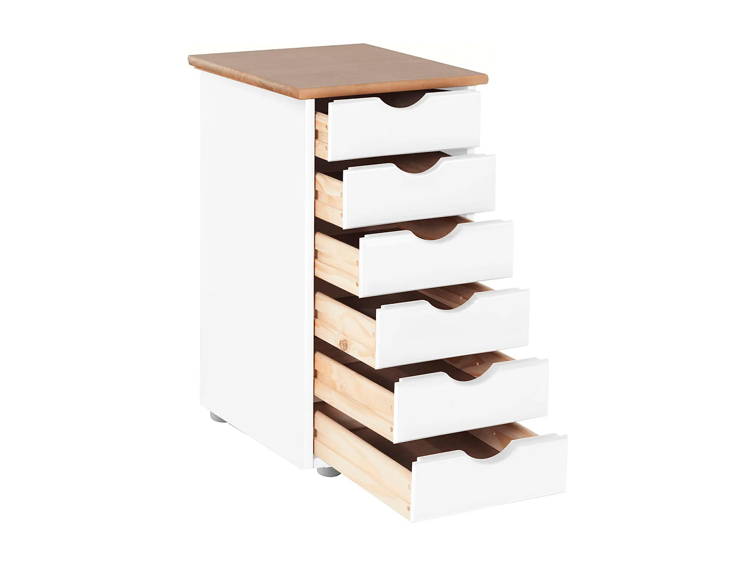 Comò con 6 cassetti in pino bianco e natura