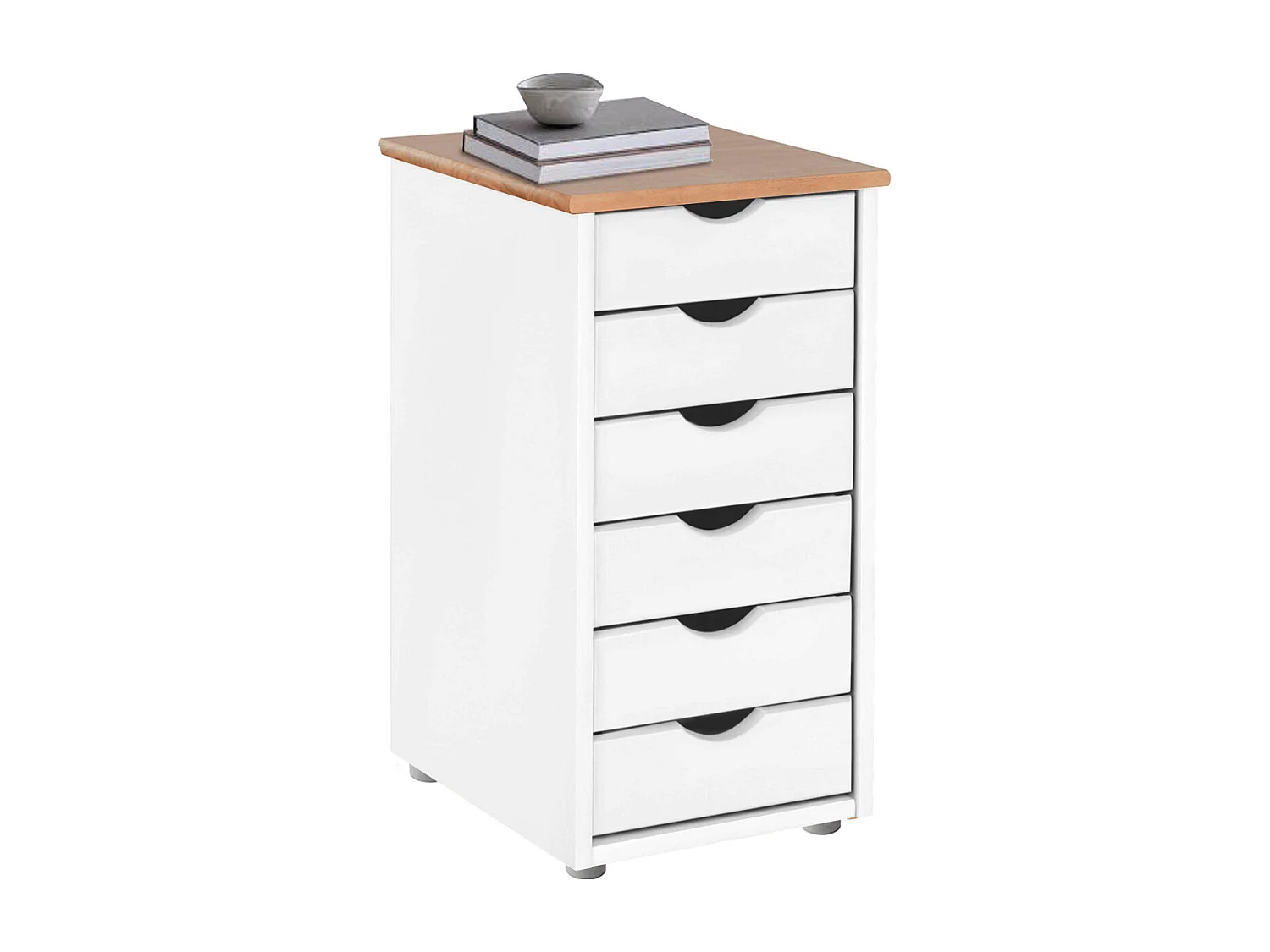 Gava | Commode à 6 tiroirs en pin blanc et nature