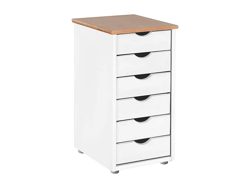 Comò con 6 cassetti in pino bianco e natura