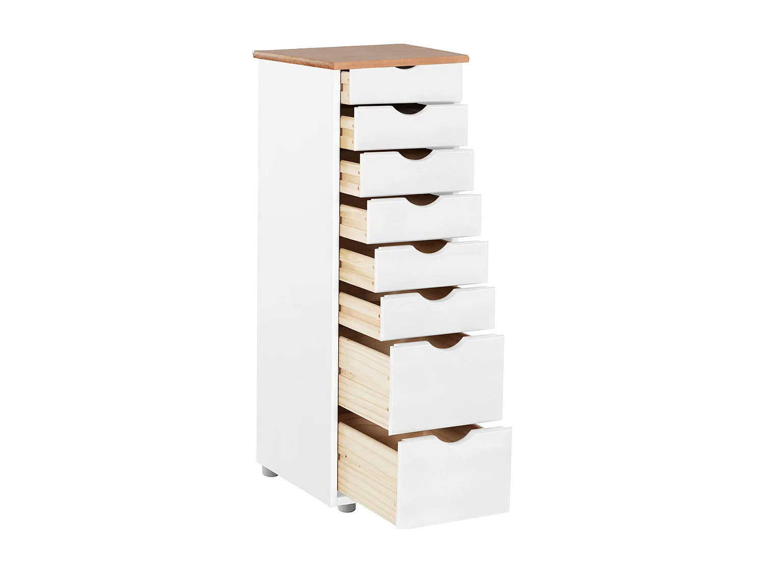 Gava | Commode 8 tiroirs en pin blanc et nature