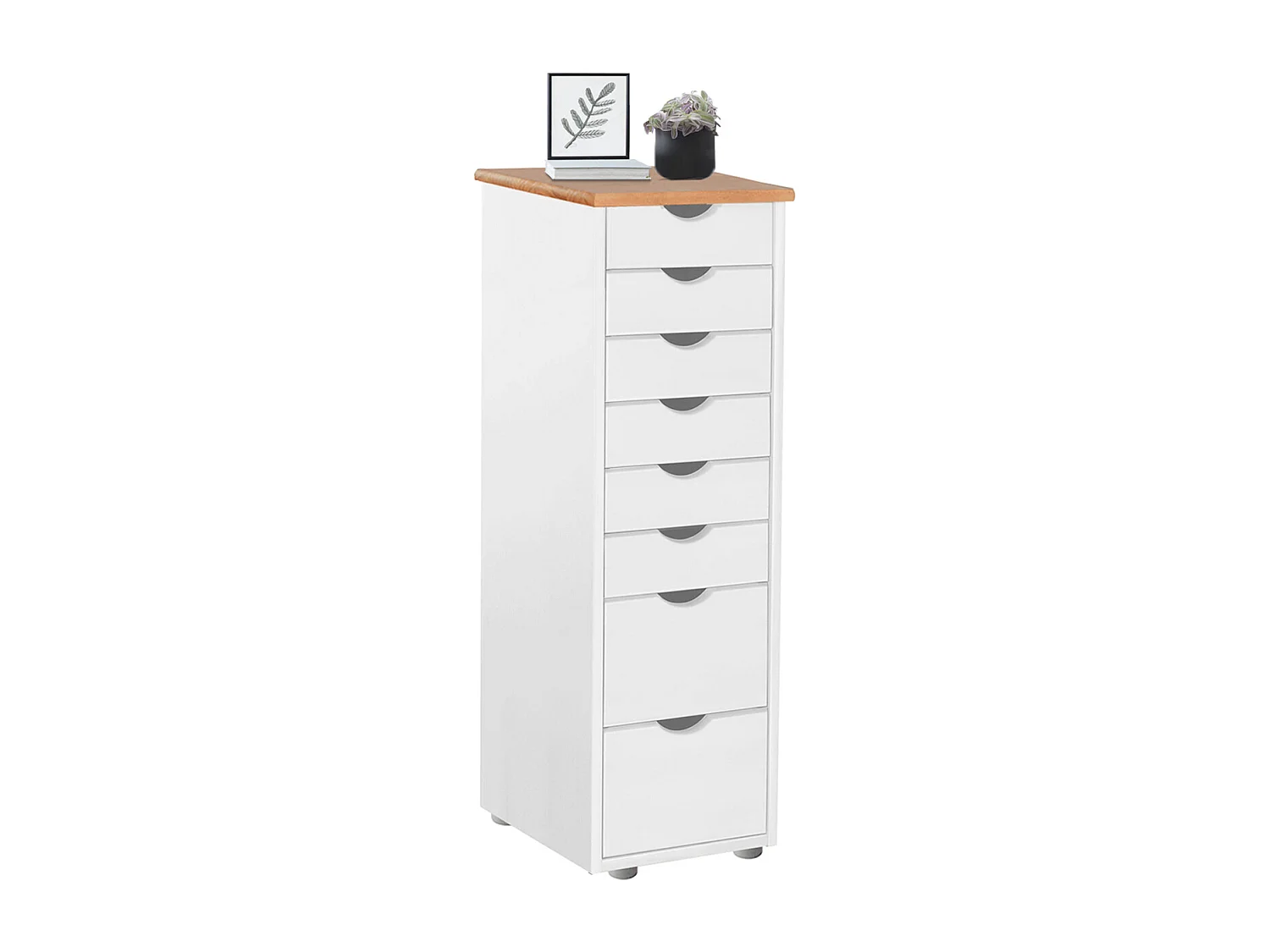 Gava | Commode 8 tiroirs en pin blanc et nature