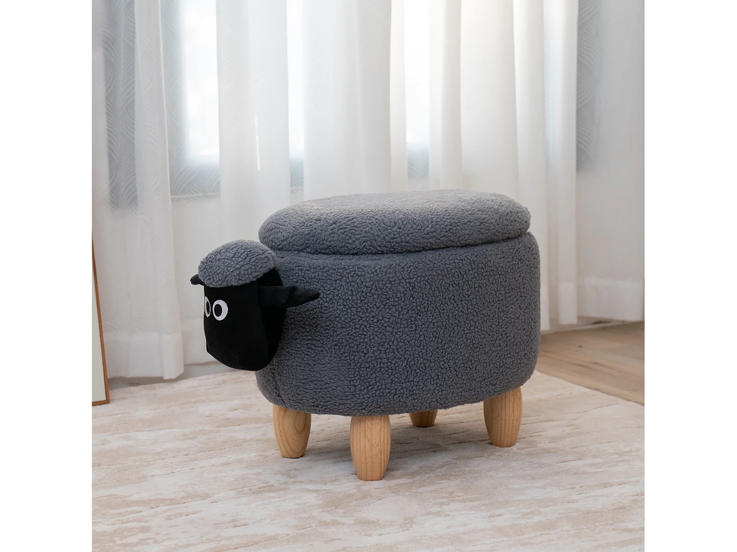 Tabouret animal mouton gris