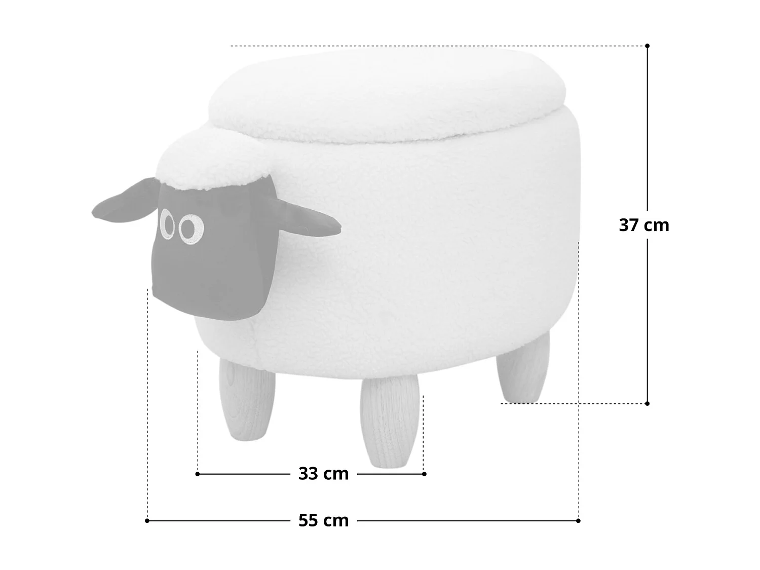 Tabouret animal mouton gris