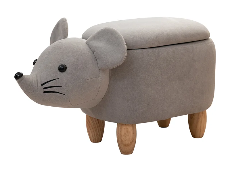 Tabouret animal souris gris