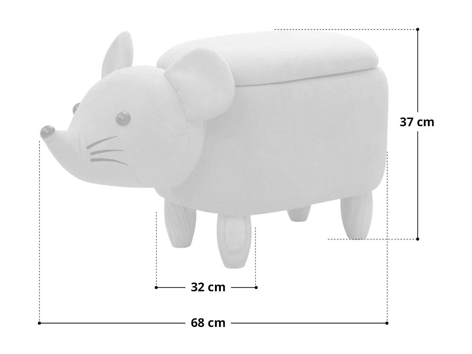 Tabouret animal souris gris