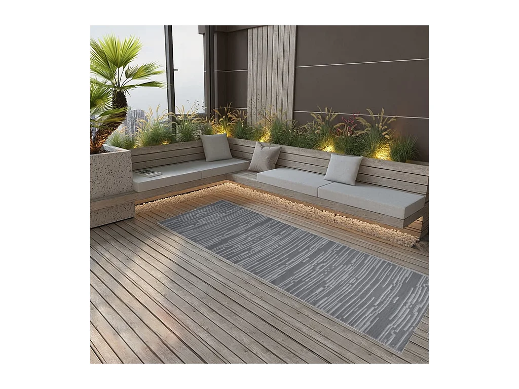 Seran  Tapis d'extérieur ARAKIL anthracite 80 x 250 cm PP