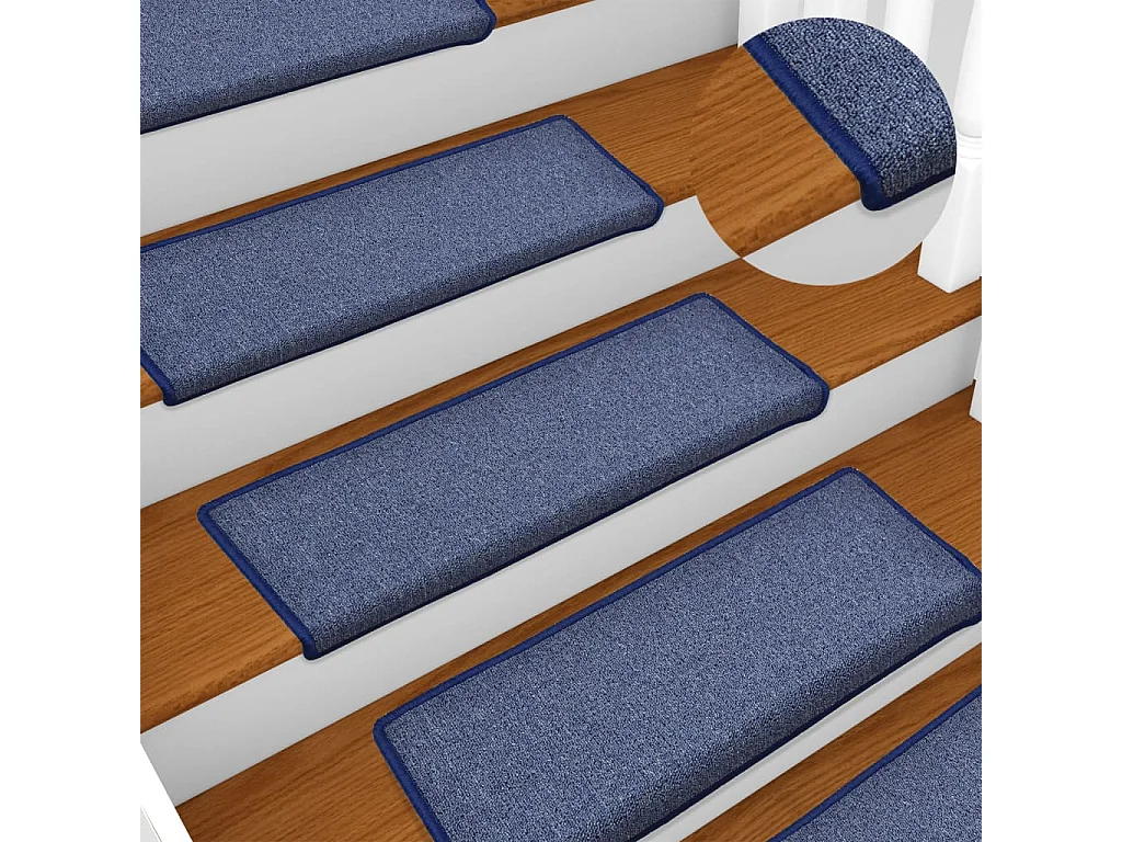 Prolenta Premium -  Alfombras de peldaños de escalera 15 uds azul 65x21x4 cm