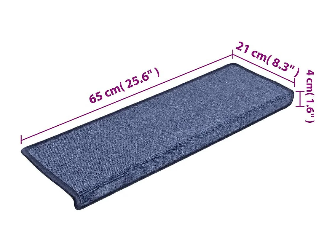 Prolenta Premium -  Alfombras de peldaños de escalera 15 uds azul 65x21x4 cm