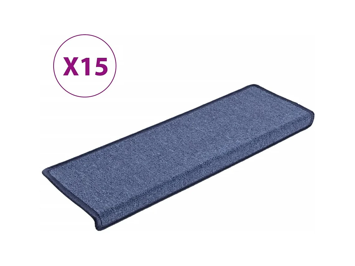 Prolenta Premium -  Tapis d'escalier 15 pcs 65x21x4 cm Bleu