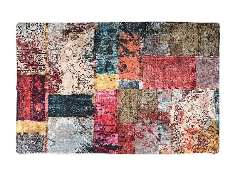 Elsje  Tappeto Lavabile Patchwork 80x150 cm Multicolore Antiscivolo