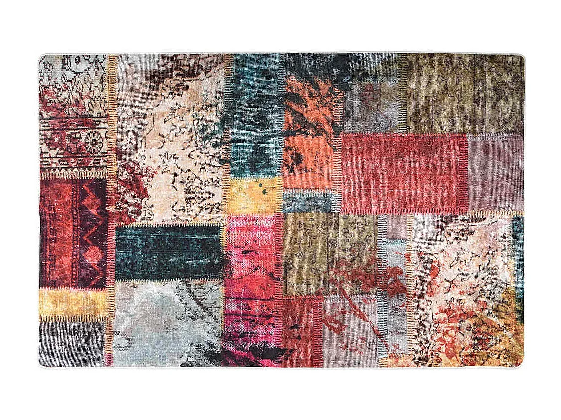 Elsje  Tappeto Lavabile Patchwork 80x150 cm Multicolore Antiscivolo