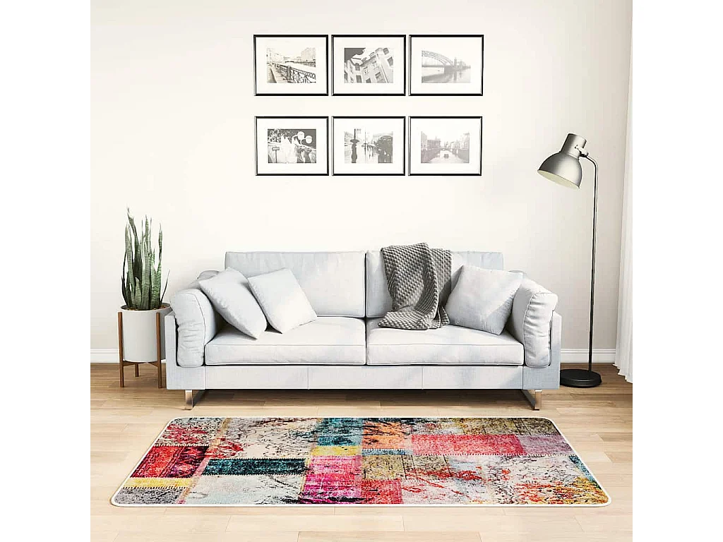 Elsje  Tappeto Lavabile Patchwork 80x150 cm Multicolore Antiscivolo