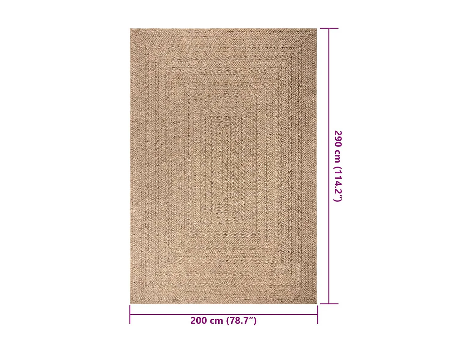 Veno  Tapis ZIZUR 200x290 cm aspect de jute intérieur et extérieur