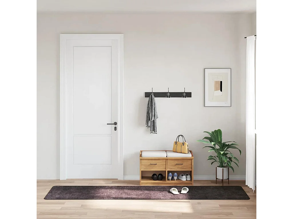 Elsje  Vloerkleed wasbaar anti-slip 80x300 cm antracietkleurig