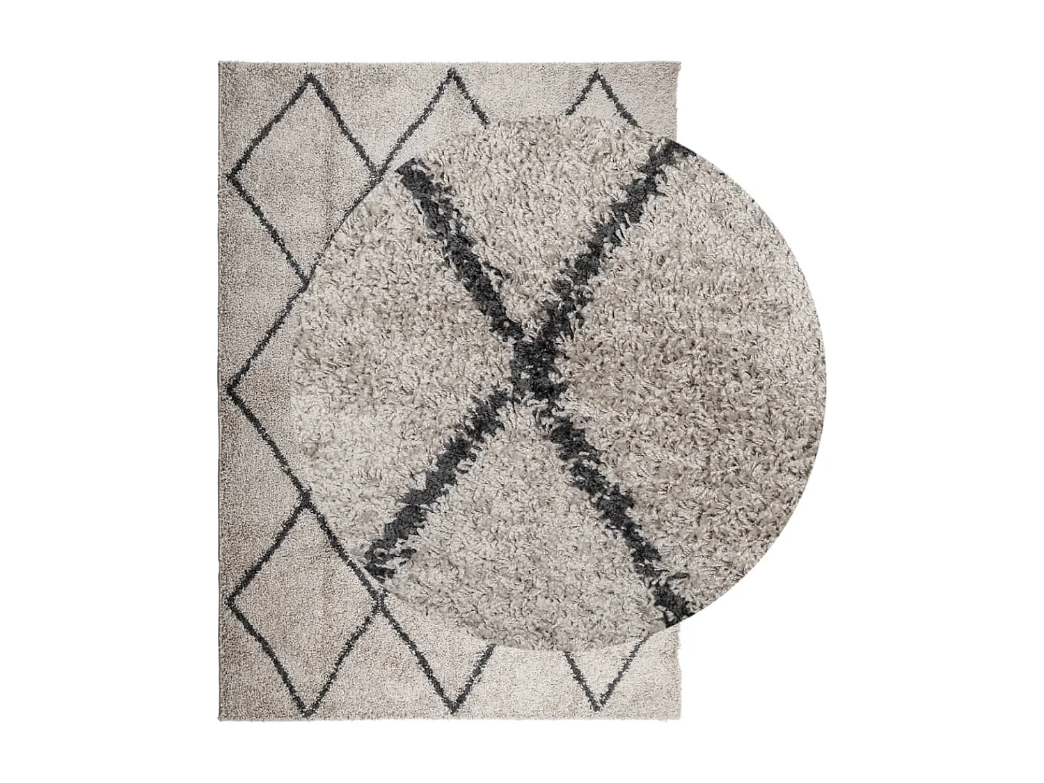 Vito  Teppich Shaggy Hochflor Modern Beige und Anthrazit 140x200 cm