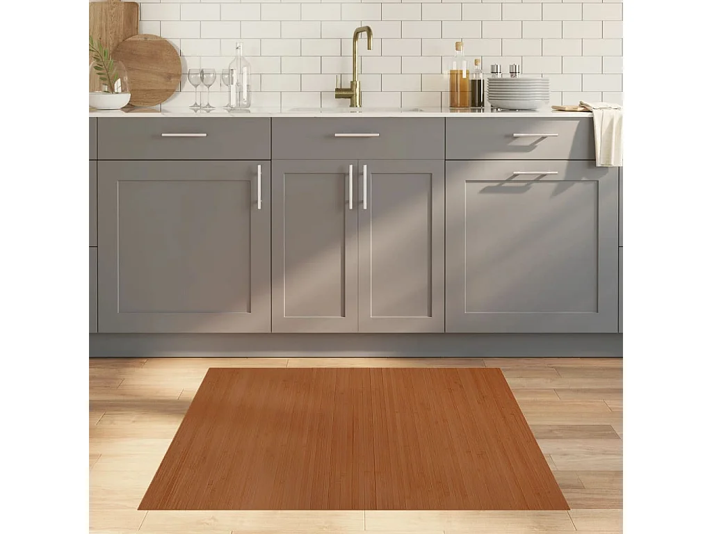 Wakil  Tapis rectangulaire marron 100x100 cm bambou