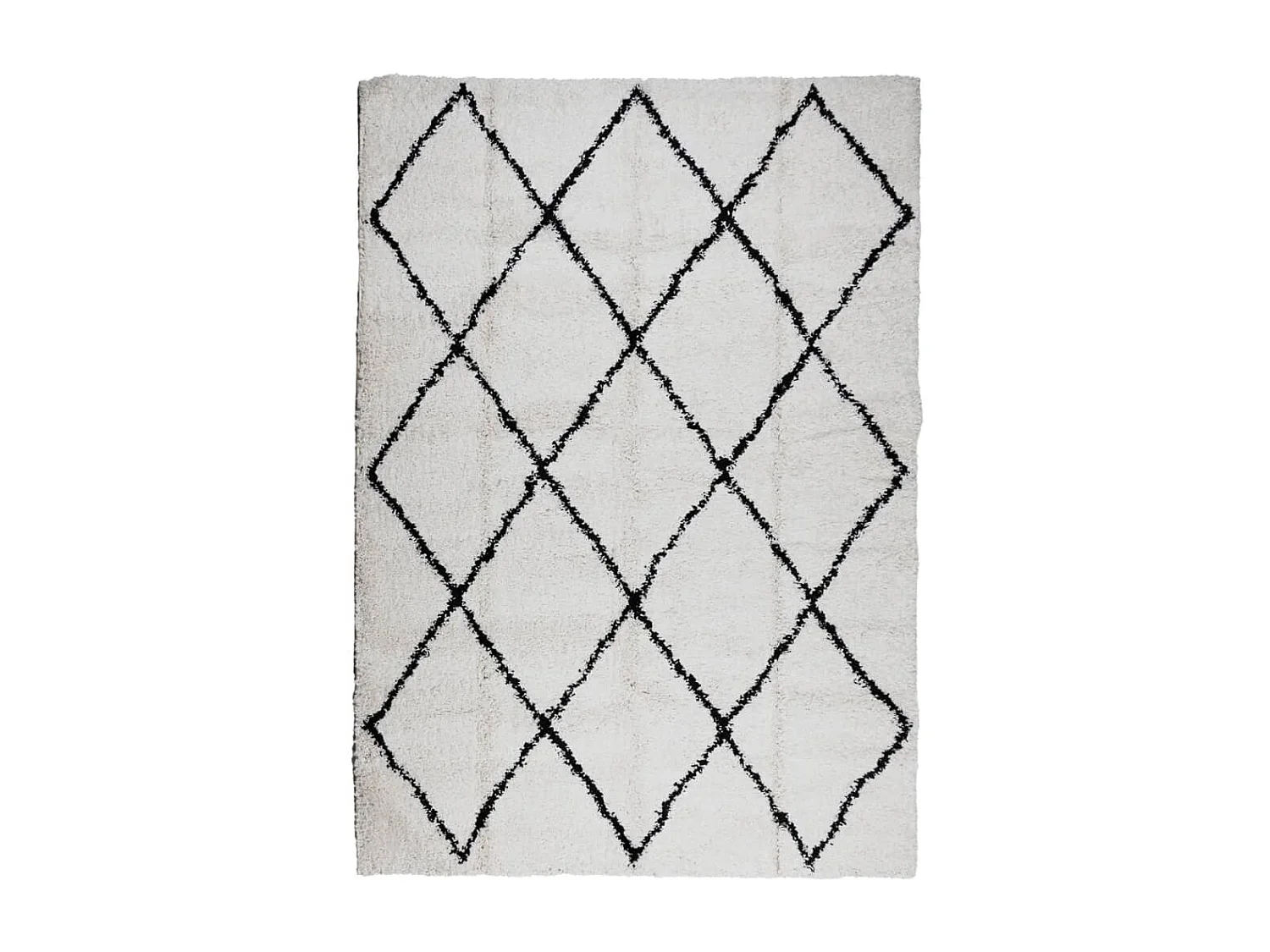 Vito  Tapis shaggy à poils longs moderne crème et noir 120x170 cm