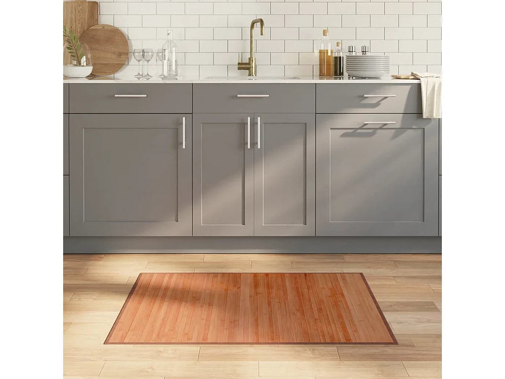 Senad  Teppich Rechteckig Braun 70x100 cm Bambus