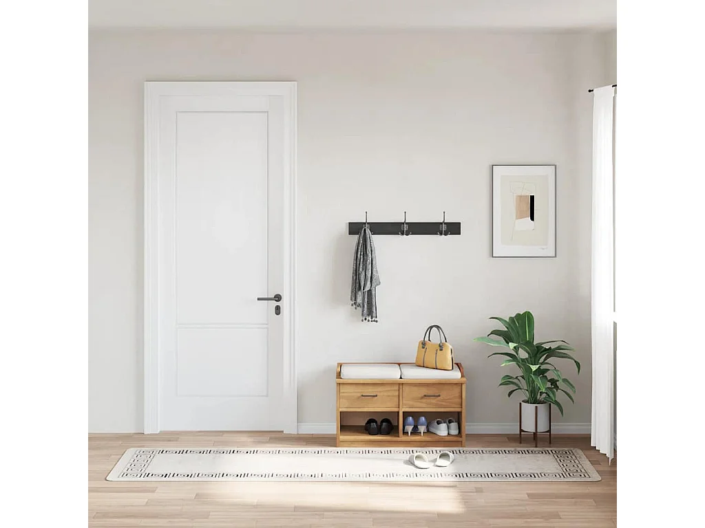 Elsje  Tapis lavable antidérapant 80x300 cm Beige clair