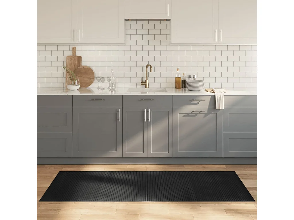 Wakil  Tapis rectangulaire gris 80x200 cm bambou