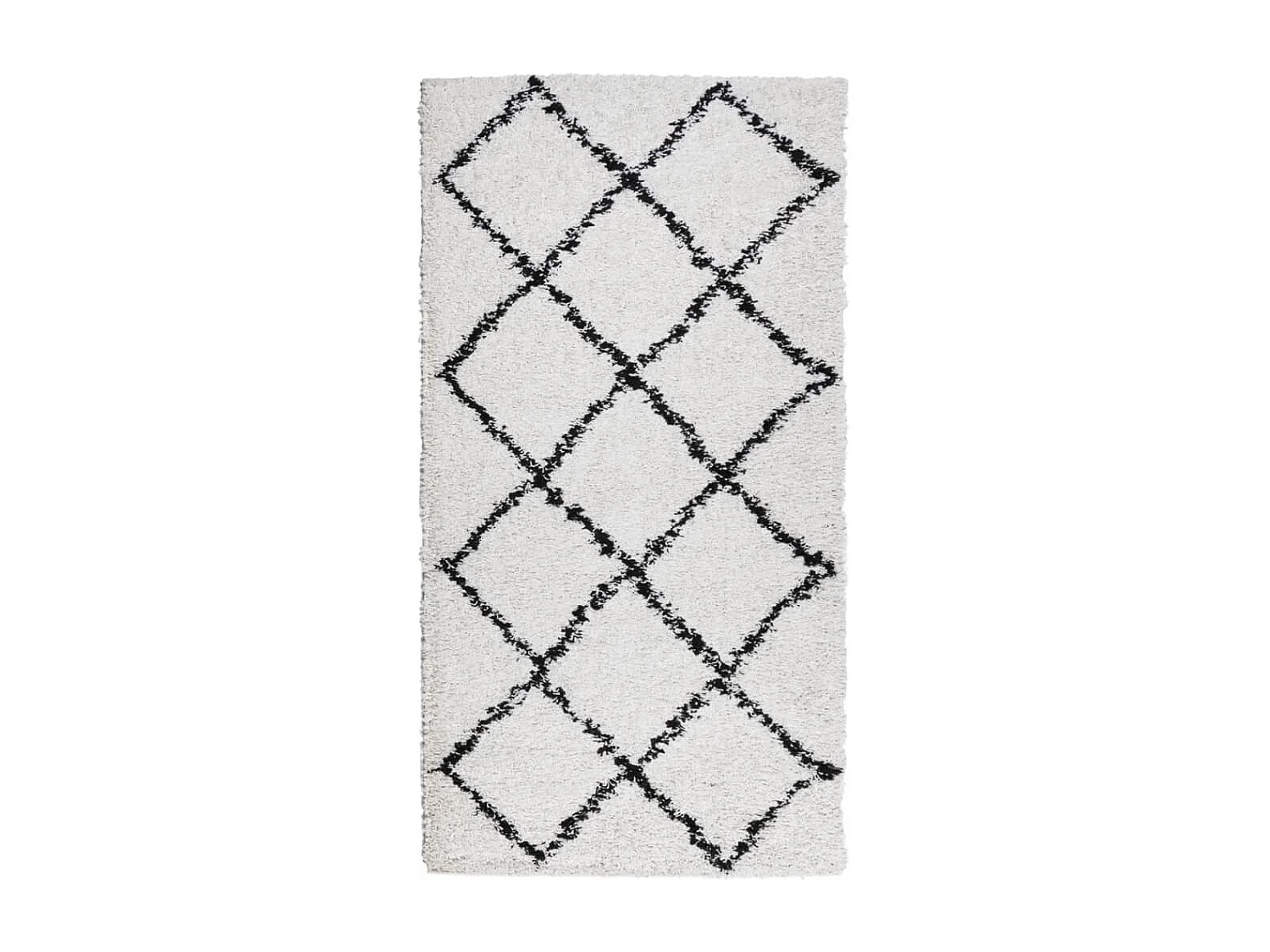 Vito  Teppich Shaggy Hochflor Modern Creme und Schwarz 80x150 cm