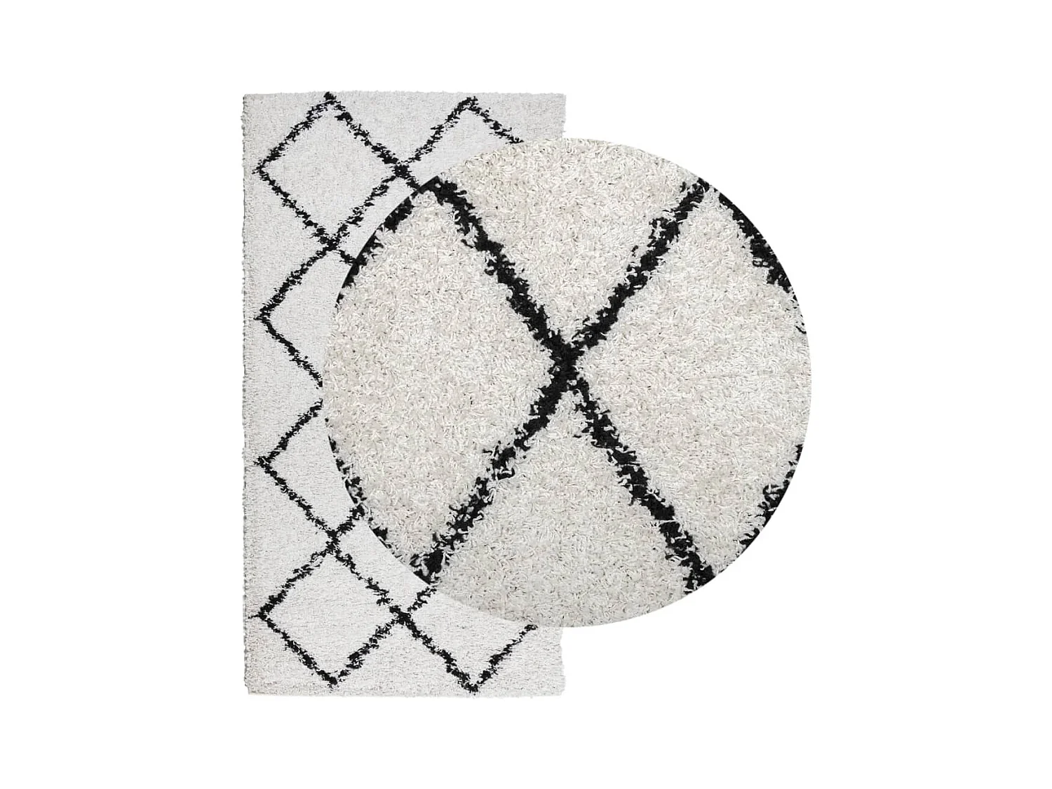 Vito  Teppich Shaggy Hochflor Modern Creme und Schwarz 80x150 cm