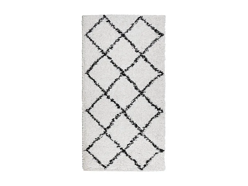 Vito  Teppich Shaggy Hochflor Modern Creme und Schwarz 80x150 cm