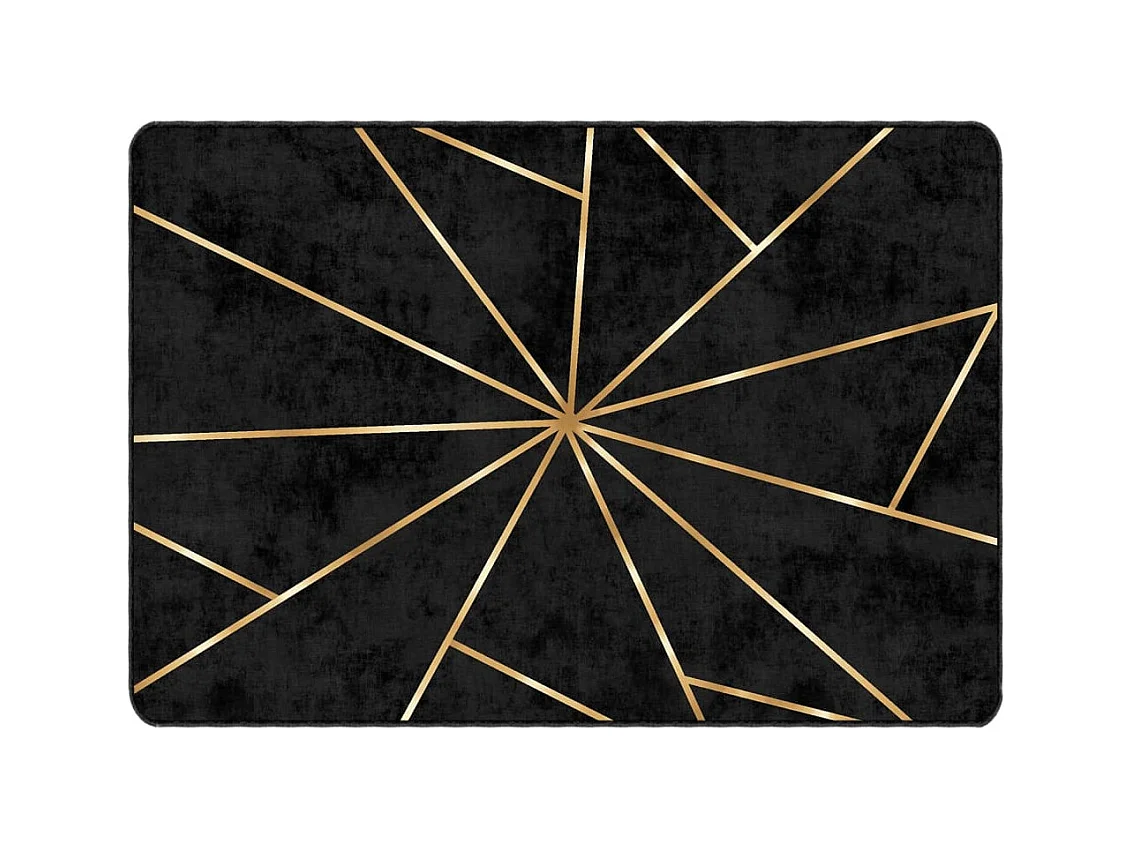 Elsje  Tapis lavable noir et doré 120x180 cm antidérapant