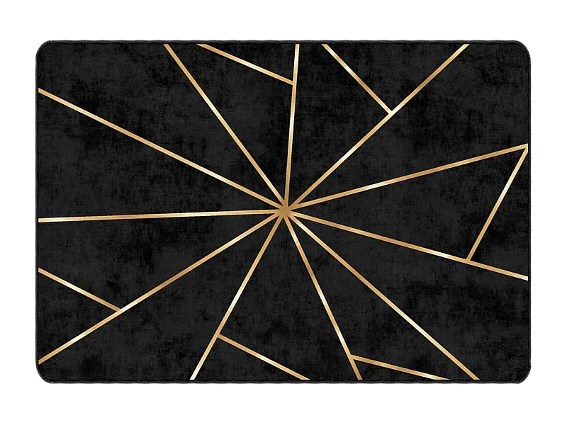 Elsje  Vloerkleed wasbaar anti-slip 120x180 cm zwart en goudkleurig