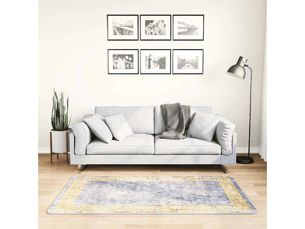 Elsje  Tapis lavable antidérapant 80x150 cm Gris