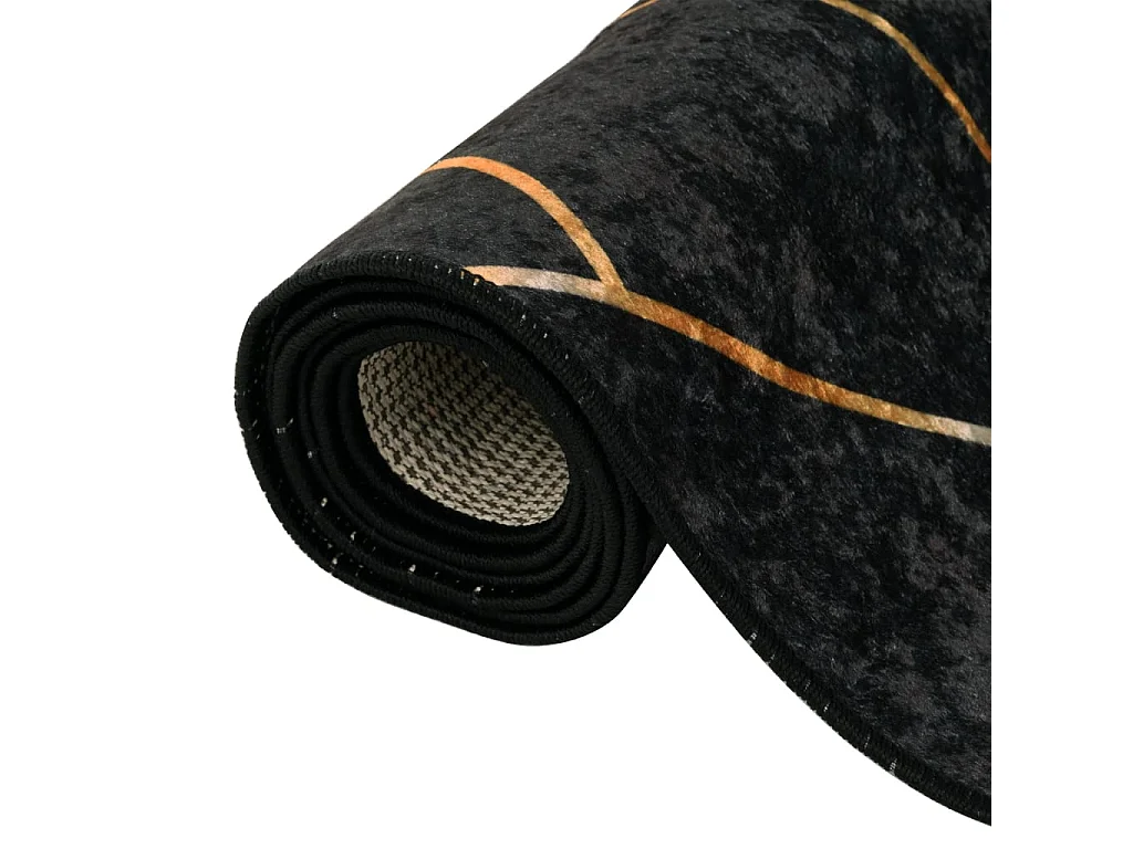 Elsje  Teppich Waschbar Schwarz und Golden 80x300 cm Rutschfest
