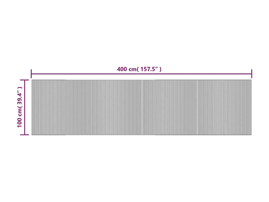 Wakil  Teppich Rechteckig Schwarz 100x400 cm Bambus