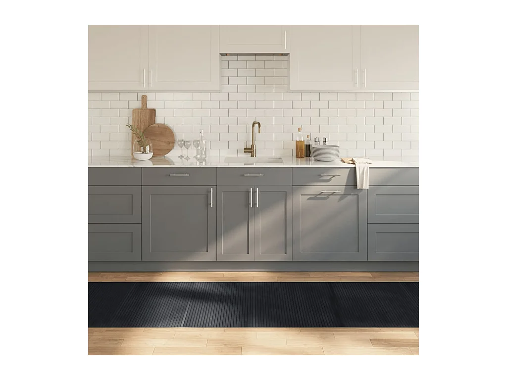 Wakil  Teppich Rechteckig Schwarz 80x500 cm Bambus