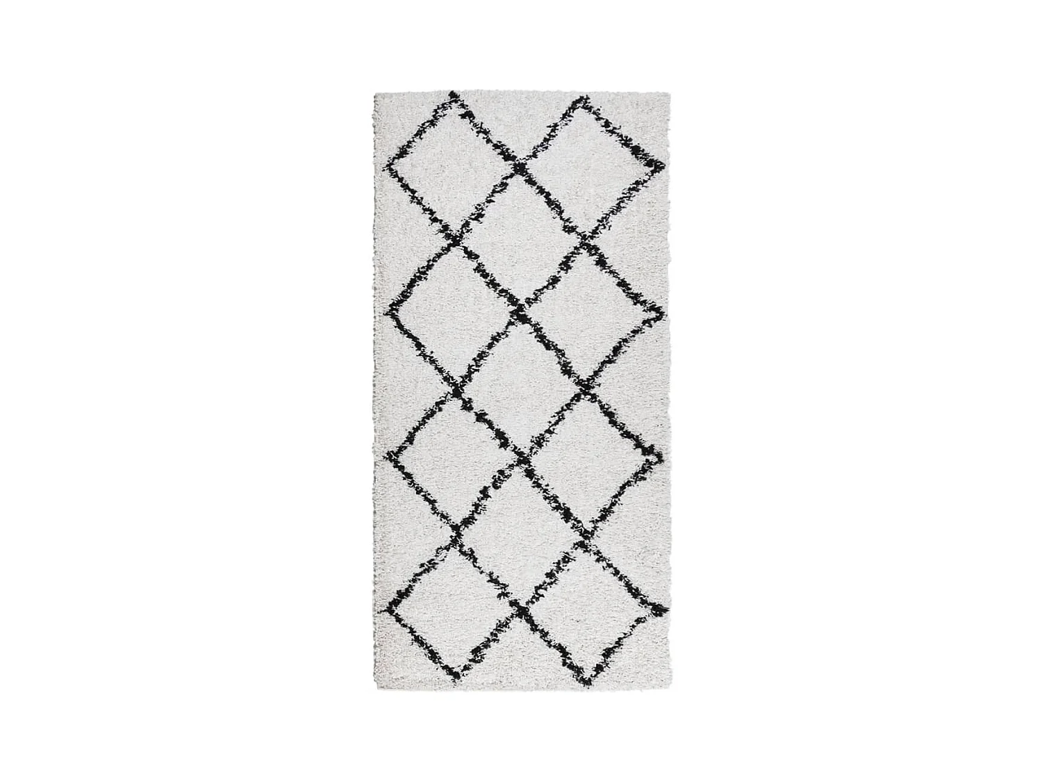 Vito  Tapis shaggy à poils longs moderne crème et noir 100x200 cm
