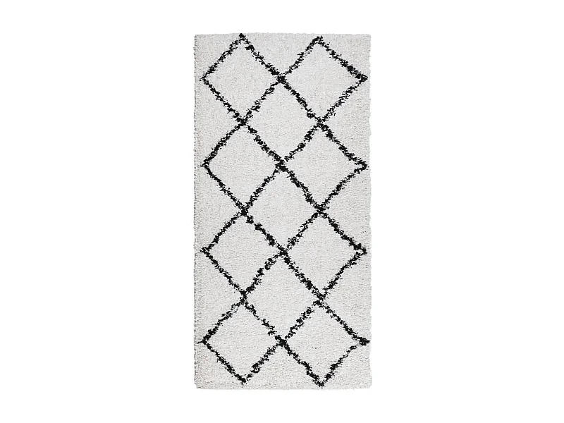 Vito  Tapis shaggy à poils longs moderne crème et noir 100x200 cm