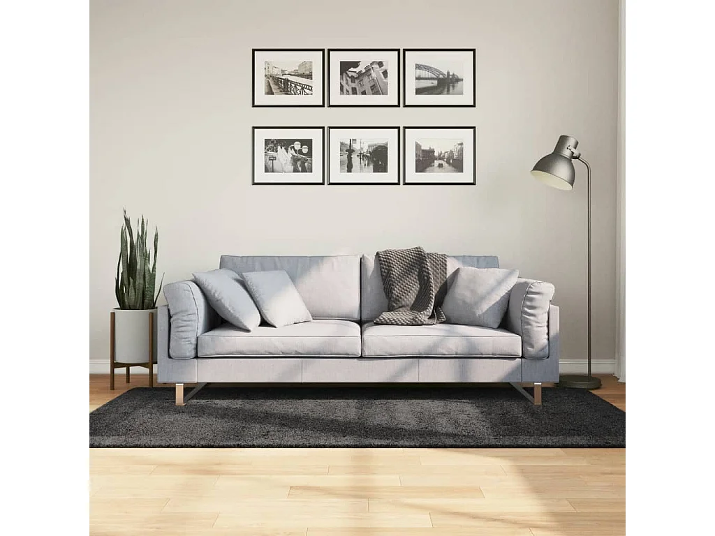 Vito  Tappeto Shaggy PAMPLONA Pelo Lungo Moderno Antracite 100x200cm