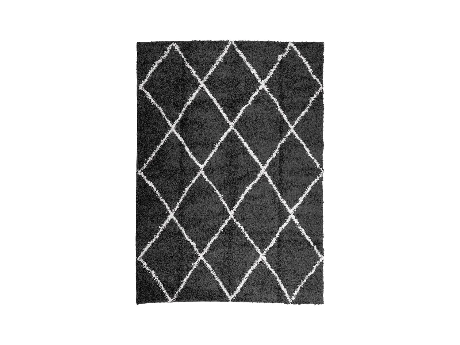 Vito  Teppich Shaggy Hochflor Modern Schwarz und Creme 240x340 cm