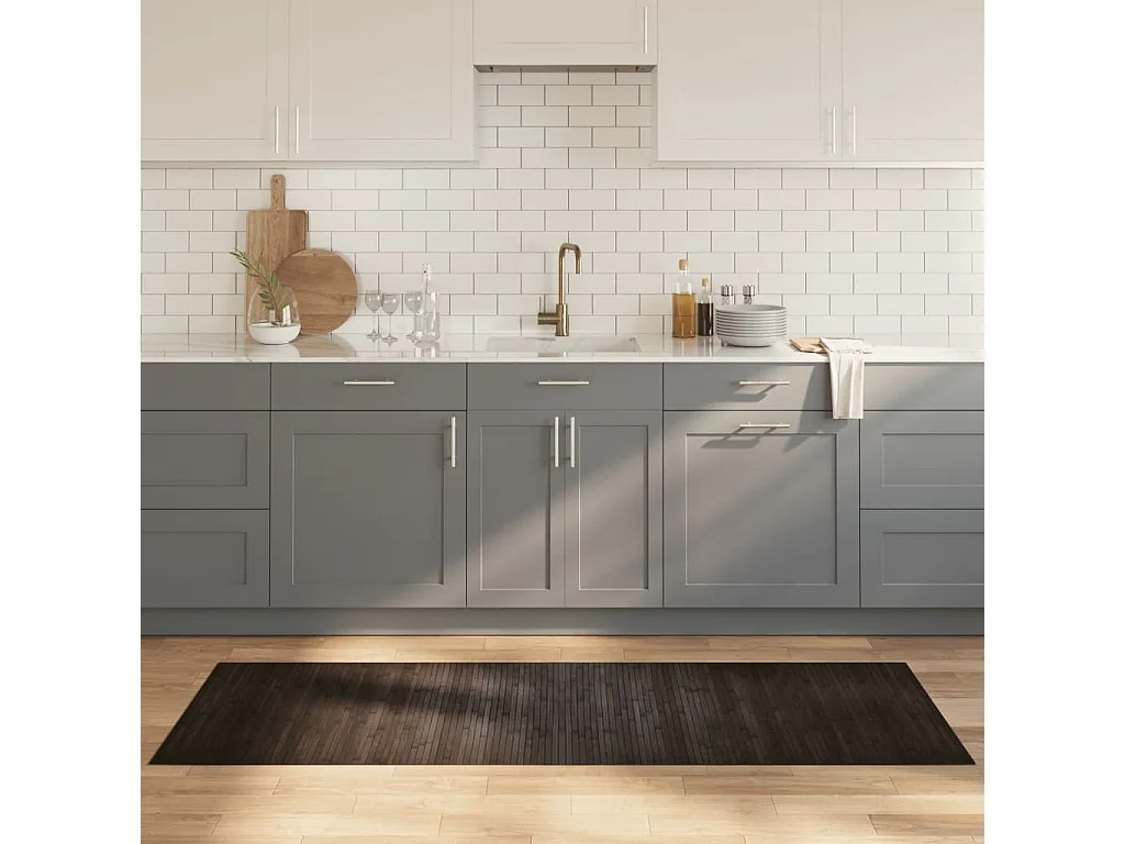 Wakil  Alfombra rectangular bambú marrón oscuro 70x200 cm