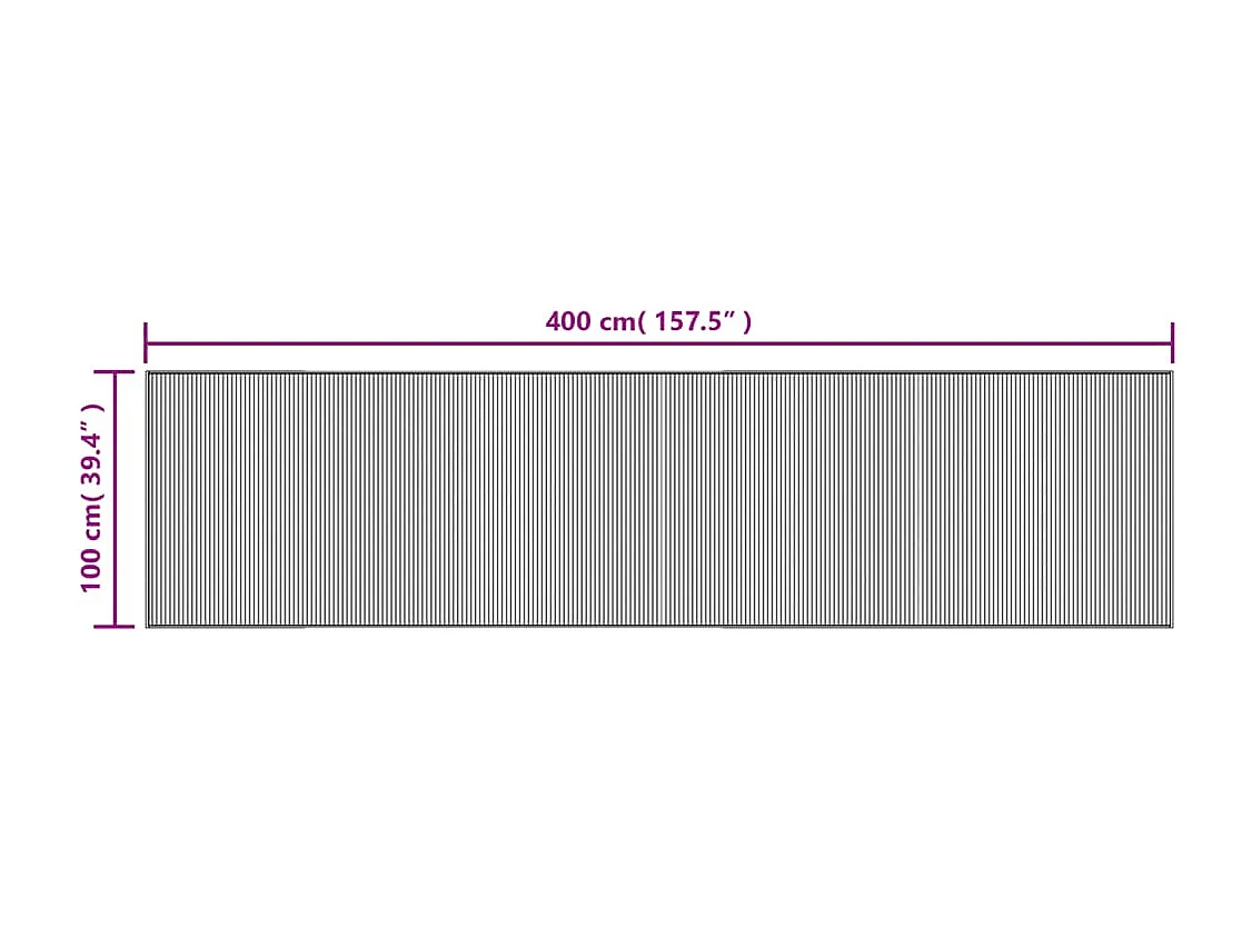 Senad  Tapis rectangulaire noir 100x400 cm bambou