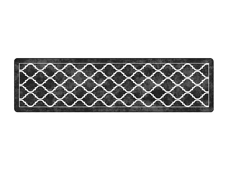 Elsje  Tappeto Lavabile Nero e Bianco 80x300 cm Antiscivolo
