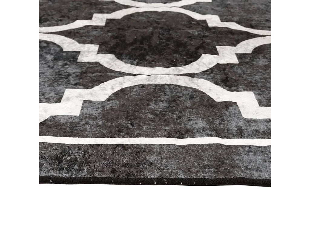 Elsje  Tapis lavable noir et blanc 80x300 cm antidérapant