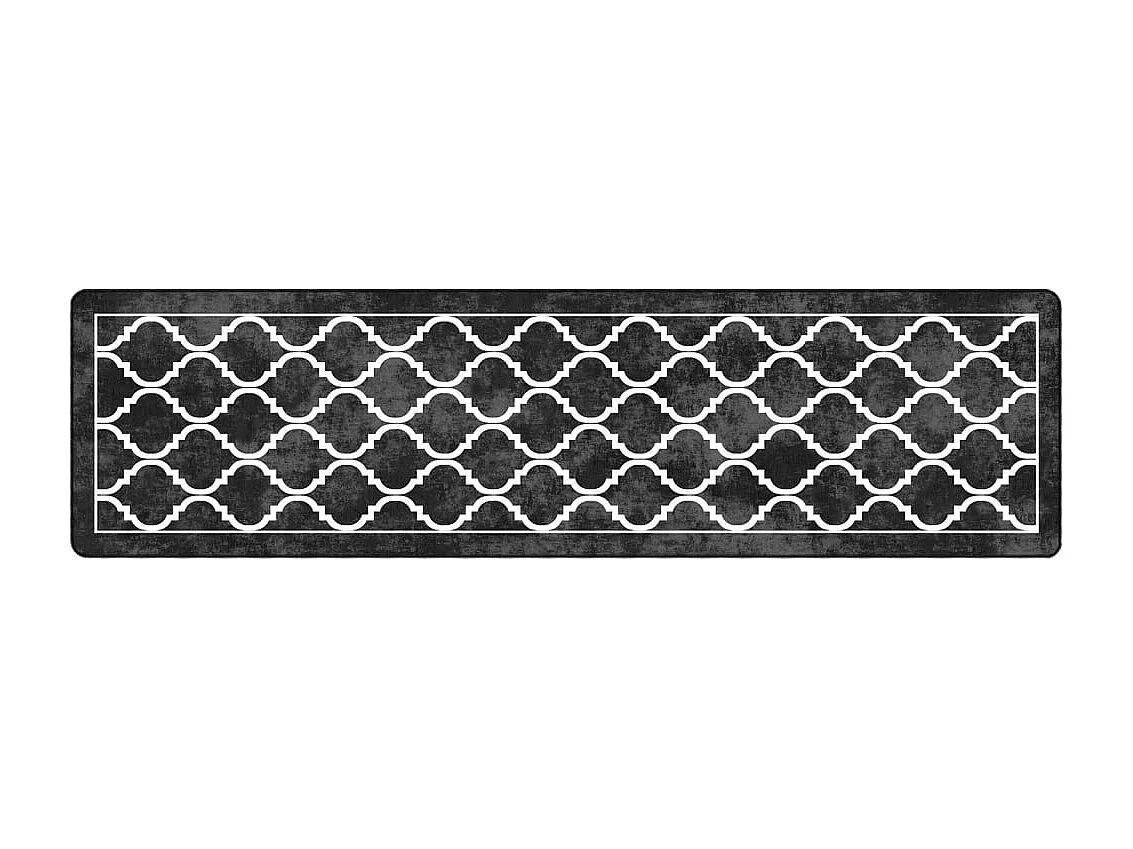 Elsje  Tappeto Lavabile Nero e Bianco 80x300 cm Antiscivolo