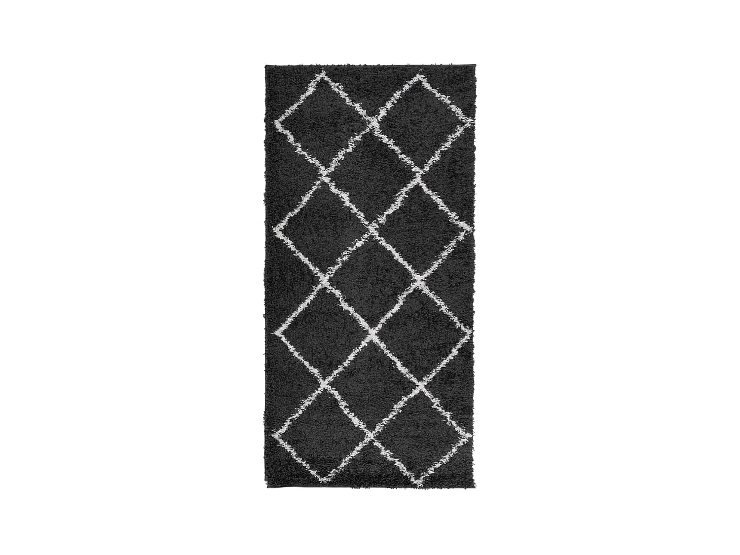 Vito  Tapis shaggy à poils longs moderne noir et crème 100x200 cm